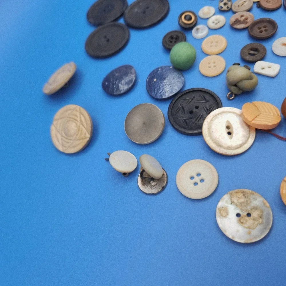 Vintage Assorted Button Lot Mixed Sizes Colors Shapes for Sewing Crafts 100+ pcs